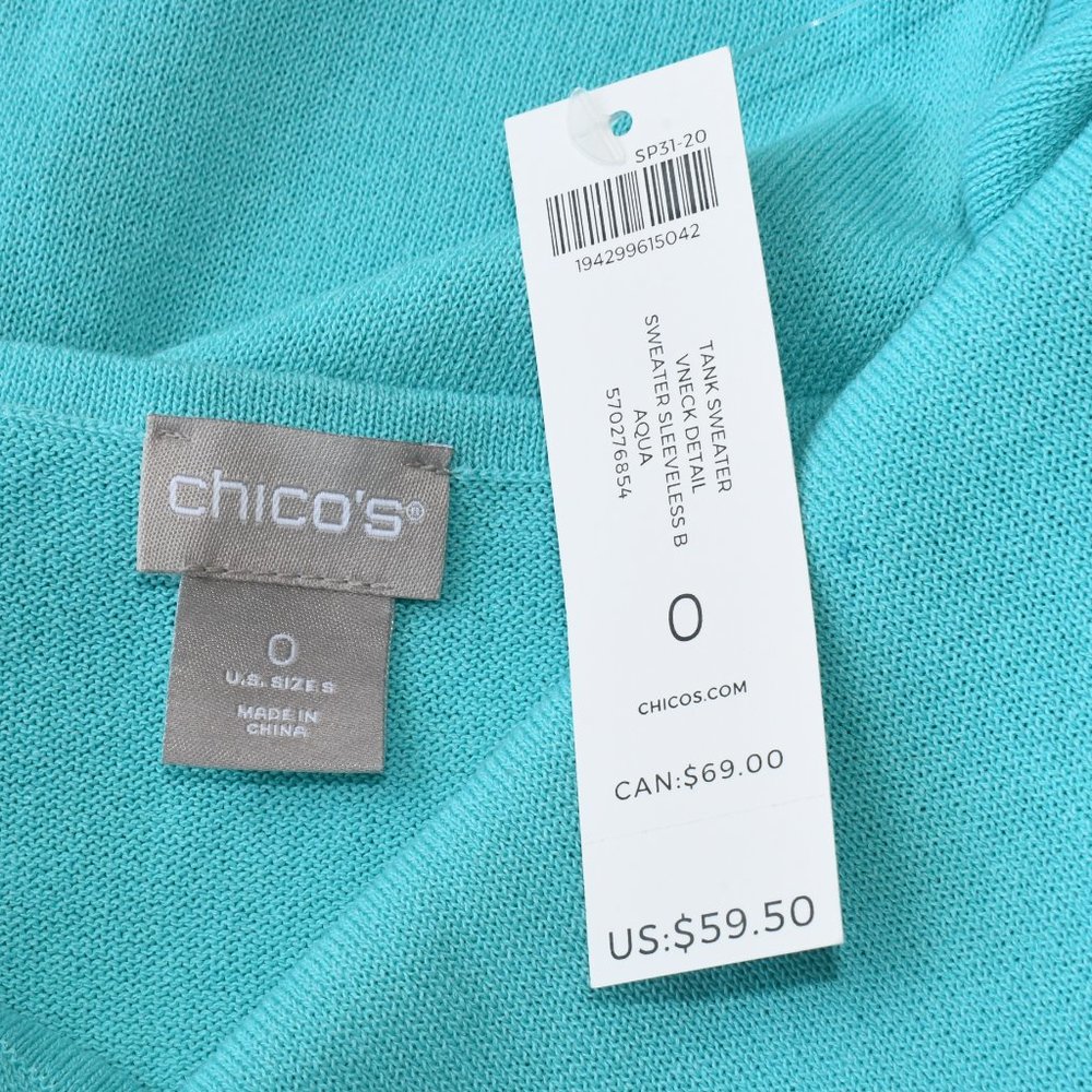 Chico's Aqua Tank Sweater NWT - Picture 3 of 3